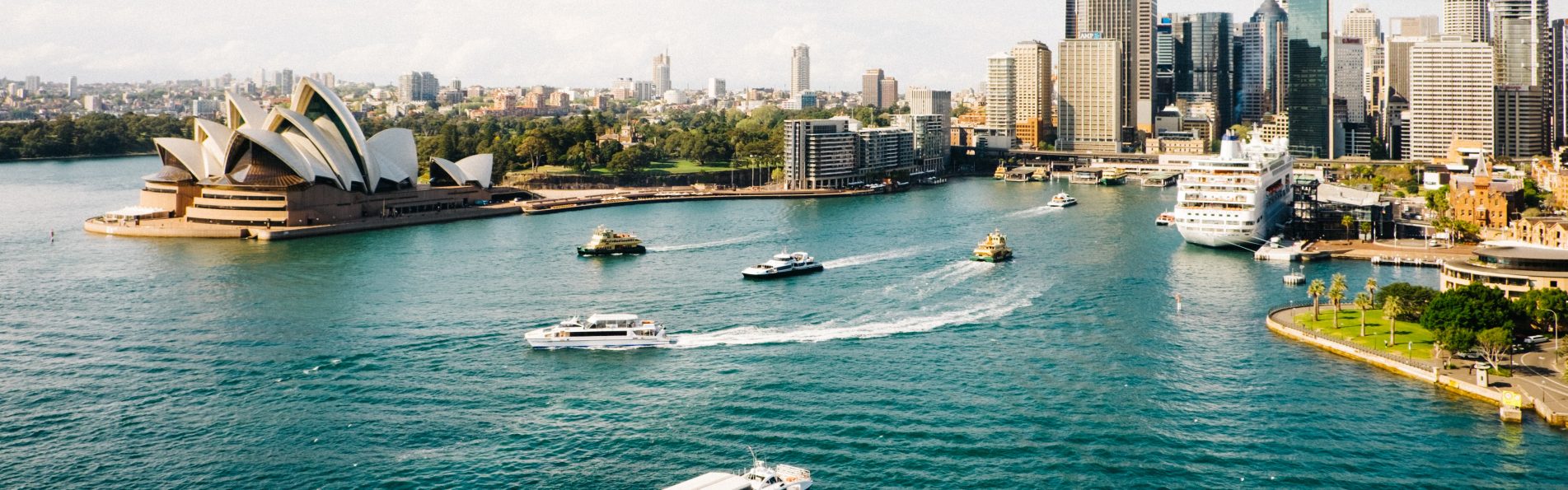 A stunning view of Sydney Harbor with the Sydney Opera House in the foreground. Here, There, And Everywhere. Solange Isaacs.