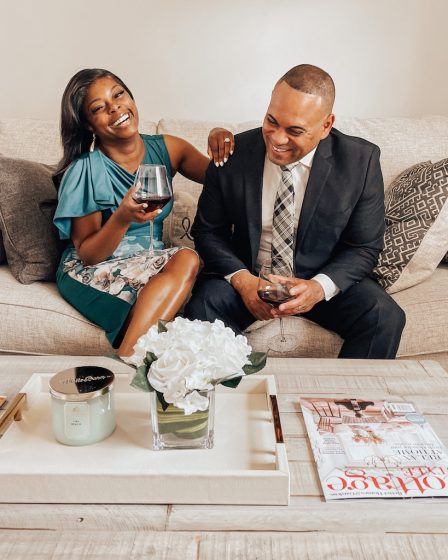 Amber Hurley and her husband enjoying a joyful moment together