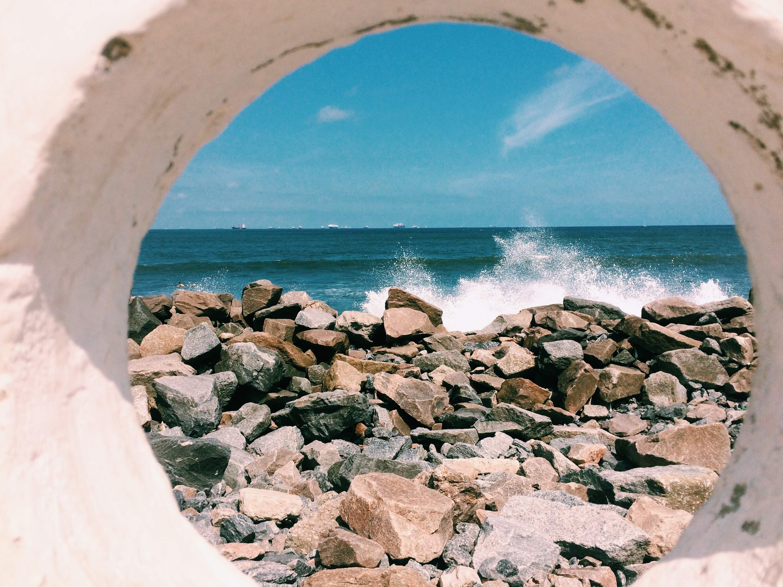 Scenic View of the Sea in Santos, Ponta da Praia, Brazil